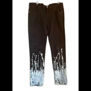 Golden Paint Splatter Jeans Mens 36 Black White Goth Punk Rocker Biker Artsy USA